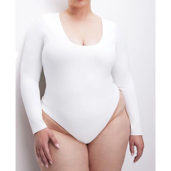 NWT Good American SCUBA SCOOP NECK BODYSUIT | WHITE size-XS - Picture 1 of 8